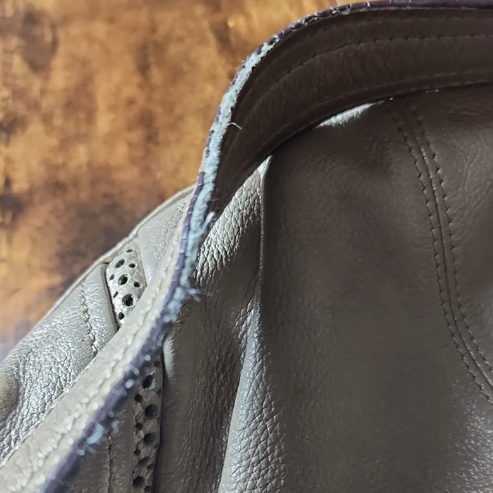 TIGNANELLO‎ | Taupe Metallic Leather Hobo Bag With Cutout Accents And Pockets